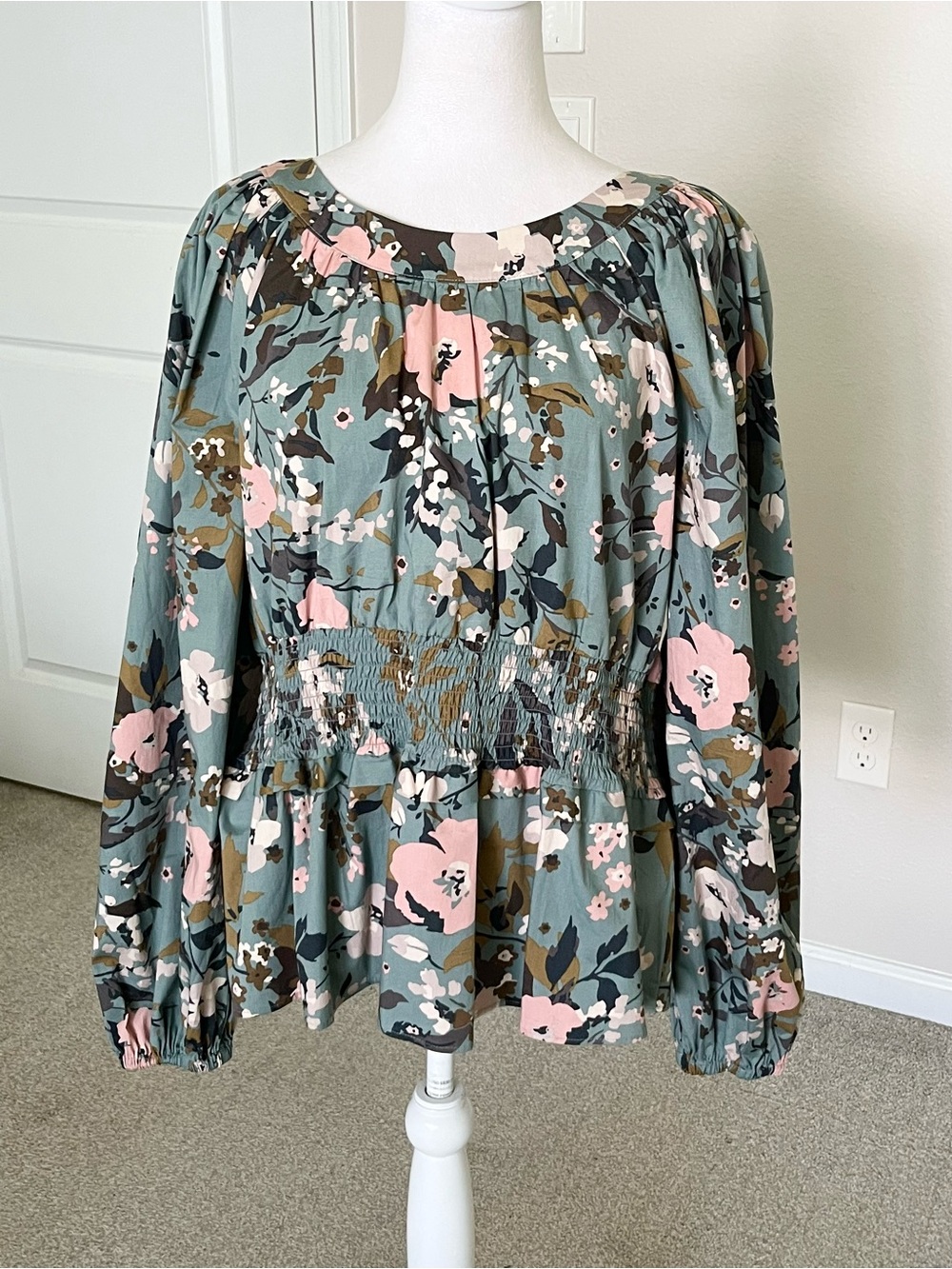NWOT Spartina 449 June Forest Maritime Wildflower Floral Peplum Blouse Size XXL